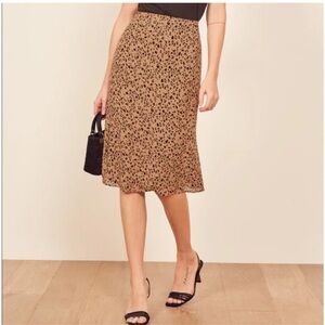 NWT Reformation Extended Size Mia Skirt Kitten Leopard Print Size 20